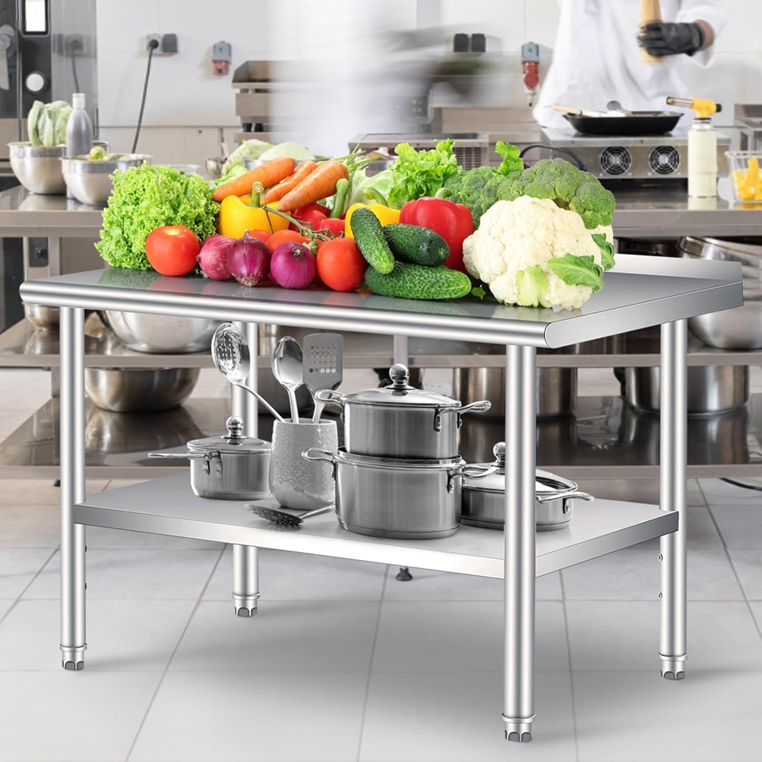 Commercial Kitchen Backsplash - Stół roboczy ze stali nierdzewnej 60