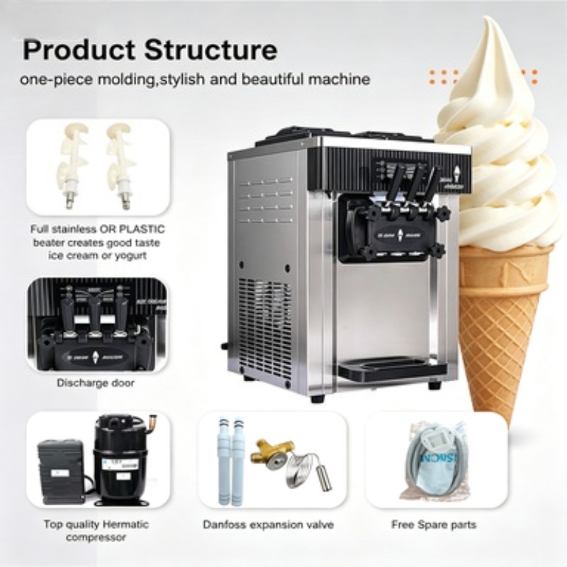 Soft Serve Ice Cream Machine - Maszyna do lodów włoskich stojąca, komercyjna,