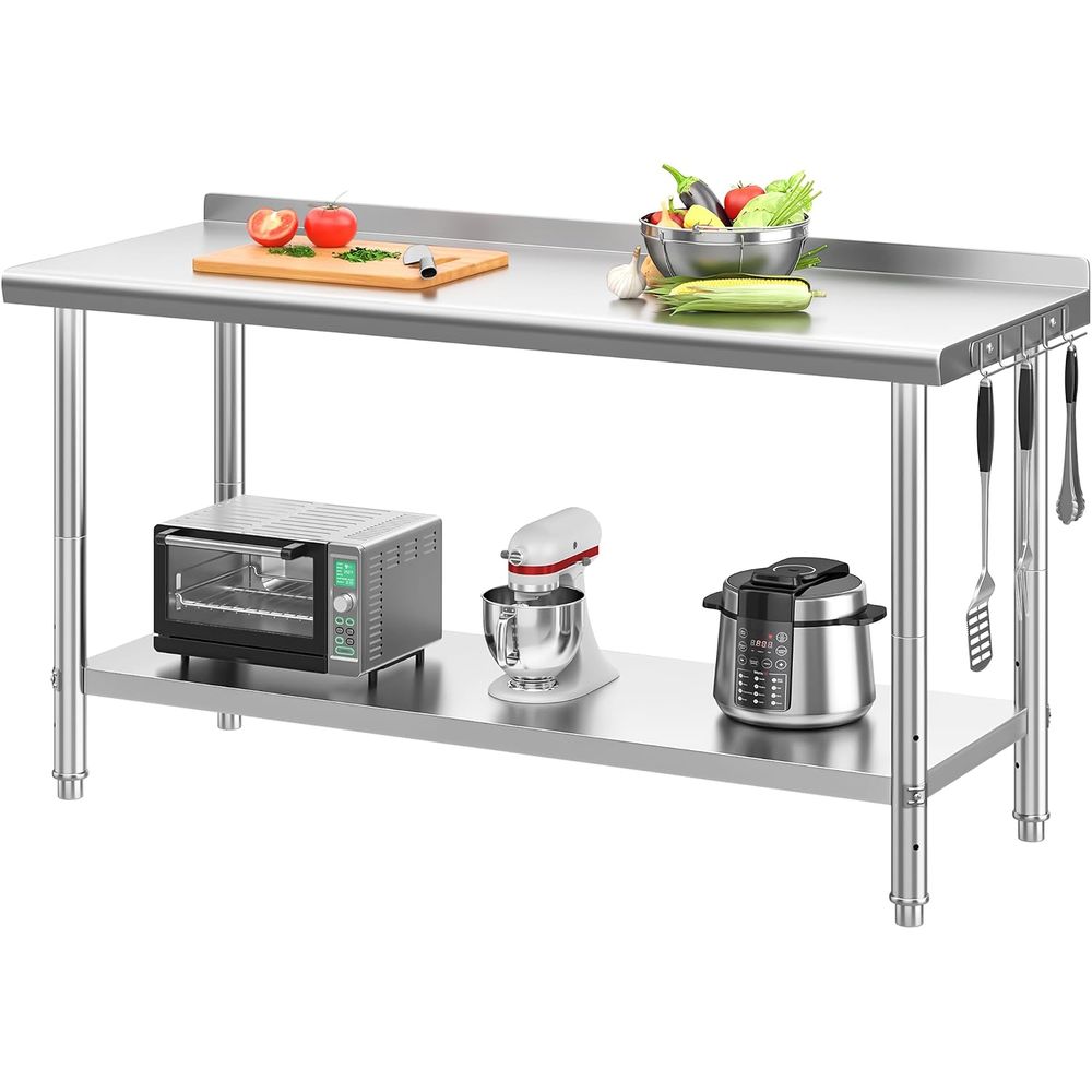 Commercial Kitchen Backsplash - Stół ze stali nierdzewnej o wymiarach