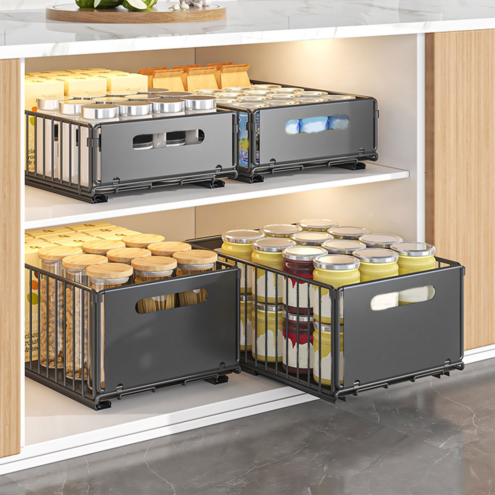 Commercial Kitchen Swing Door - Wysuwany regał kuchenny z szynami ślizgowymi,