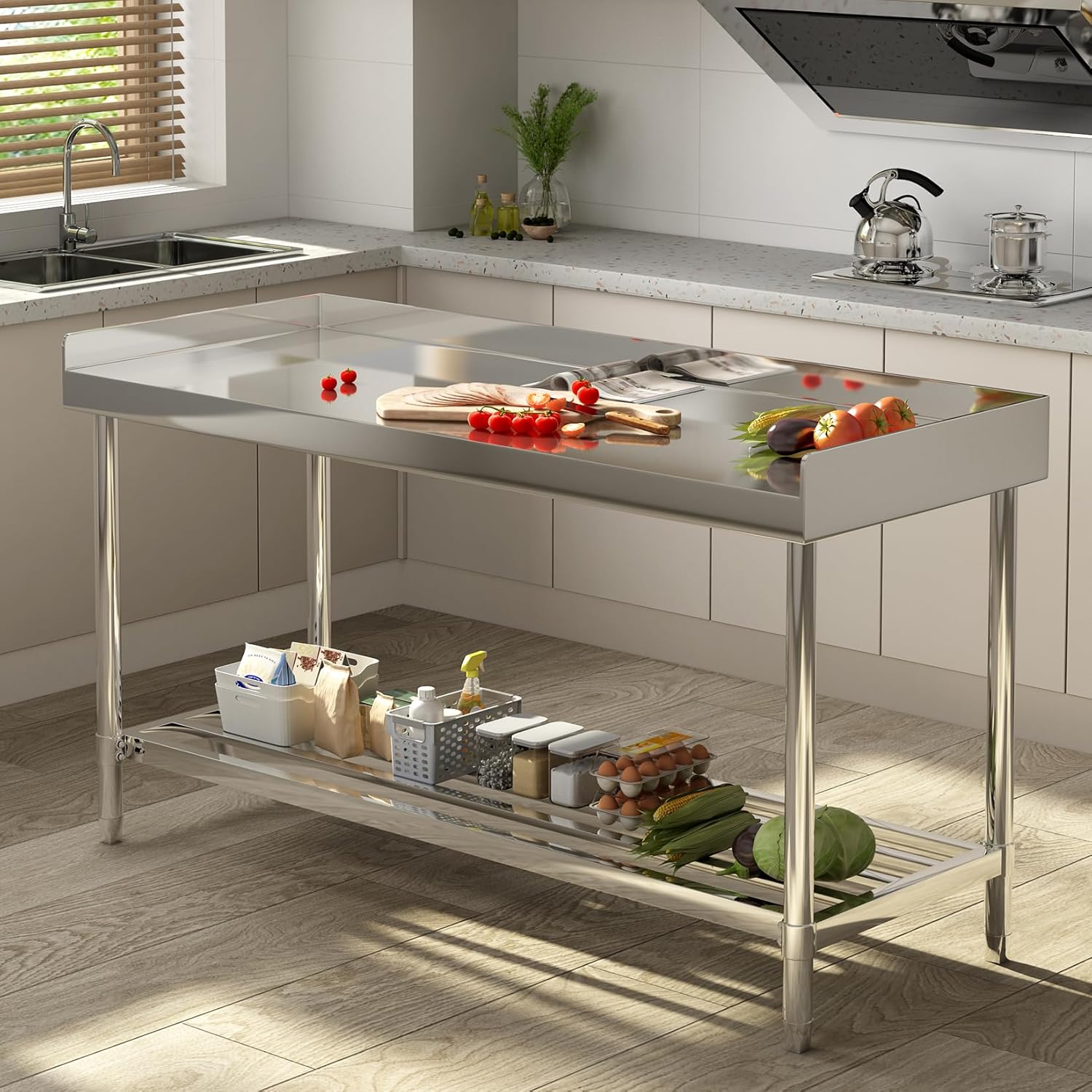 Commercial Kitchen Backsplash - Stół roboczy ze stali nierdzewnej, 24